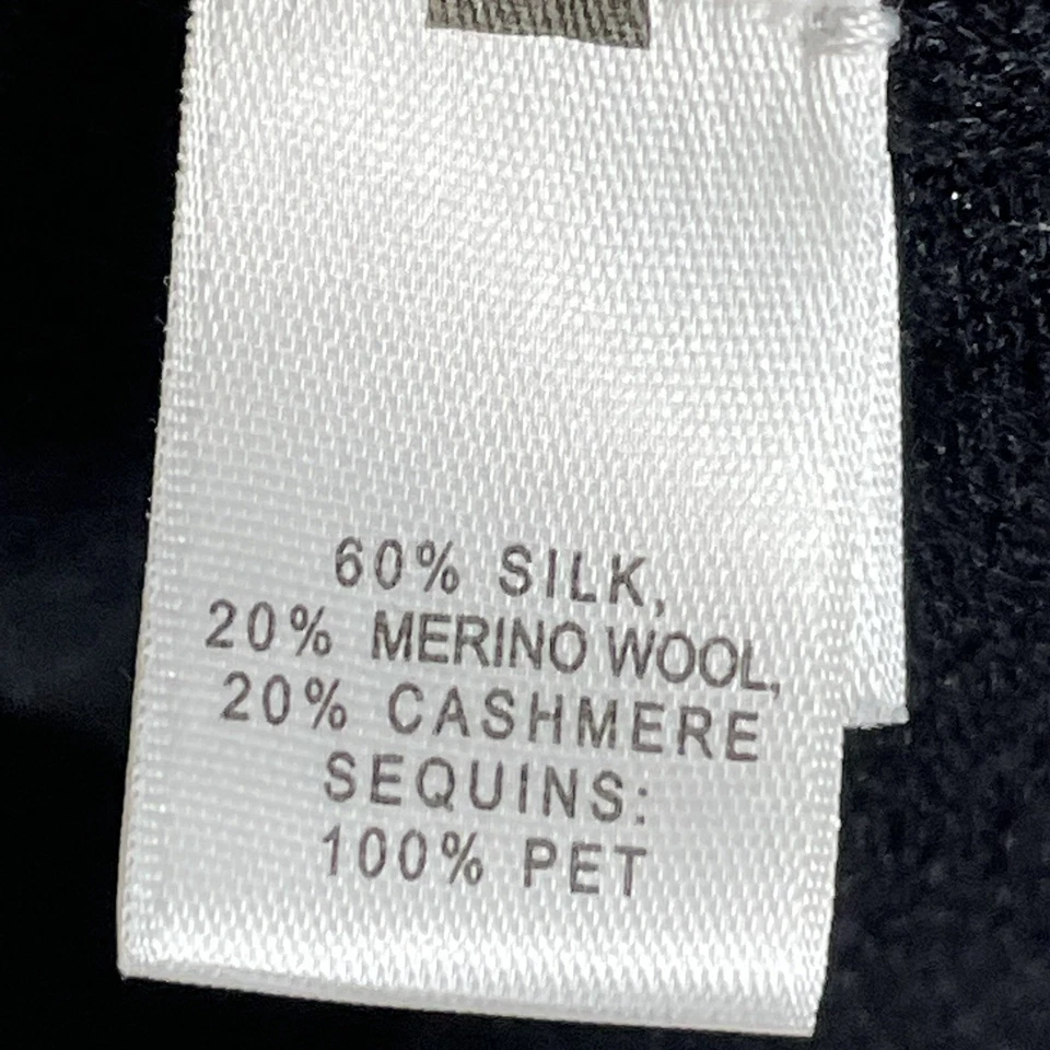 St John  Sequin Open Front Cardigan Black Silver Circular Pattern Size XL - Image 4 of 4