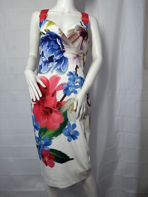 Ted Baker Dress Floral Print Zipped Crossed Strapped Midi Dress White Size 3. | eBay Ted Baker Dress Floral Print Zipped Crossed Strapped Midi Dress White Size 3. | eBay