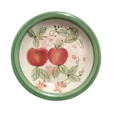 Gibson Designs PEACH DUO Salad Plate 7 3/8"D Ceramic Dessert Dish Fruit Flowers