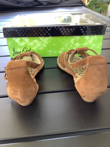 SAM EDELMAN Donna Tan Leather Suede Gladiator Sandals Cork Women’s Sz 5 - Picture 9 of 13