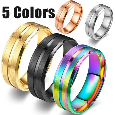New Stainless Steel Band Ring Fashion Jewelry Womens Mens Size 6/7/8/9/10/11/12
