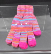 New Varigated Pink Blue Orange 3 Finger Texting Gloves Rhinestone Trim B15