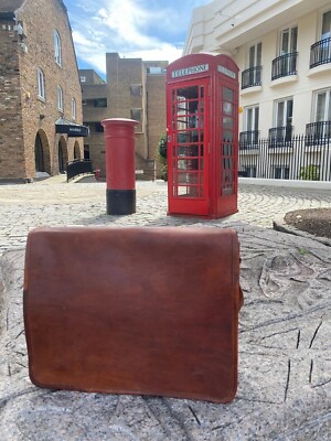 Men's Leather Vintage Laptop Messenger Purely Handmade Briefcase Bag Satchel