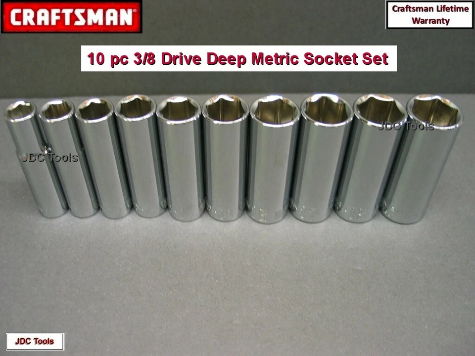 CRAFTSMAN 20 pc 3/8 Drive Deep SAE or Metric Socket Set  - You Choose 9 10 - Image 3 of 4
