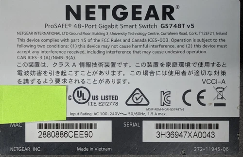 NETGEAR ProSafe GS748T v5 48-Port Gigabit Ethernet Smart Switch | RNW935DS - Picture 16 of 16