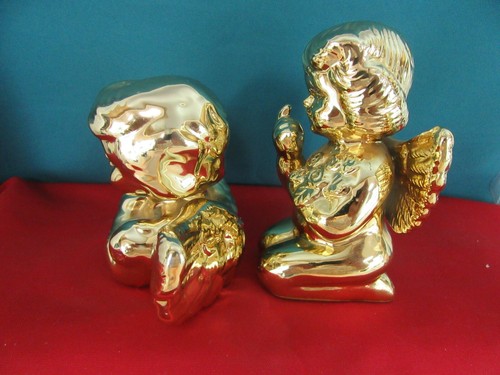 Vintage 1950's Ben Franklin Gold Angels Set of 2 Figurines Cherubs - Picture 4 of 7