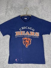 1996 Vtg Chicago Bears Shirt Large Blue USA Made Single Stitched NFL Hanes Flaw
