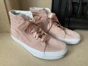 pink suede high top vans