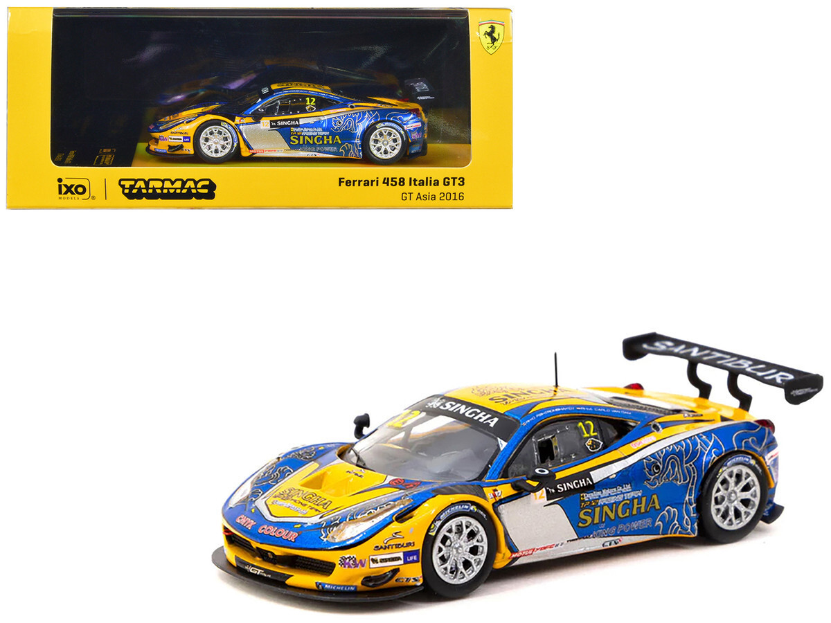 GDW 1/64 フェラーリ458イタリア FERRARI 458 ITALIA GT3 YELLOW 1/64 DIECAST MODEL CAR BY TARMAC