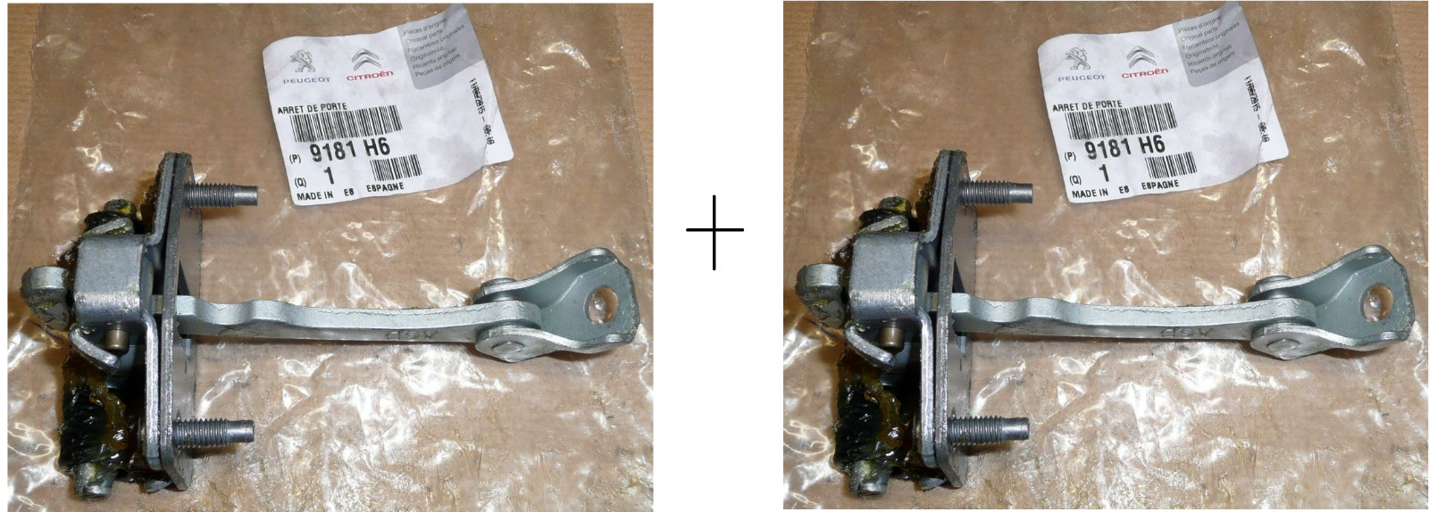 2x Arrêt de porte avant Citroën C2 tirant de limitation gauche et droite pour modèles 2003 à 2009