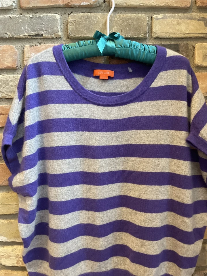 Christopher Fischer Cachemira Púrpura Gris Rayas Sin Mangas Suéter Nuevo sin Etiquetas M Foto 2 de 4