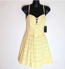 NEW GUESS Women's Size 4 Small Linear Dot Lace Dress Milk Cream Sleeveless