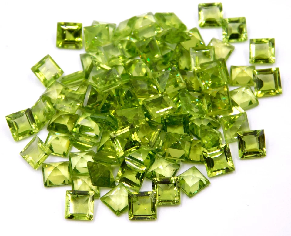 5 MM Natural Peridot Square Cut Lot Loose Gemstone For Jewelry Making H-637 - Image 3 of 4