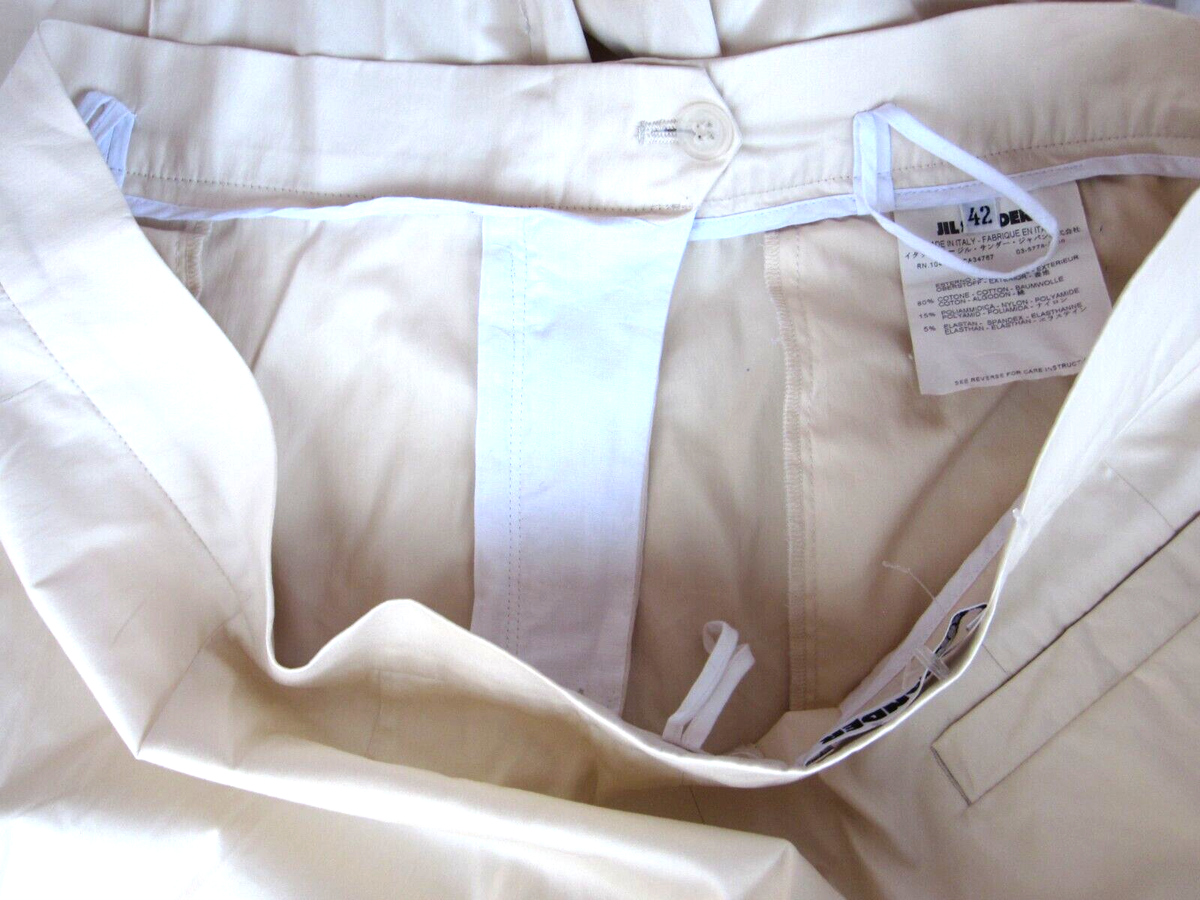 Jil Sander ivory cotton hi-waist pants 34 x 30.5 Italy NWOT