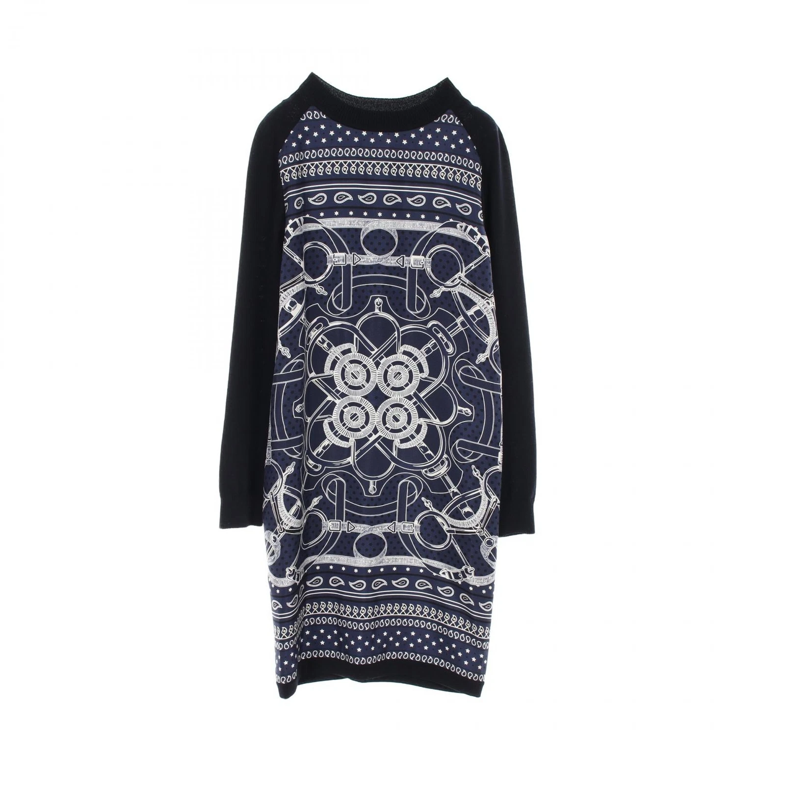 HERMÈS Abito HERMES #34 maglia seta lana bianco navy