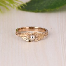 Designer Handmade Textured Leaf 925 Silver Gold Plated Ring For Anniversary Gift