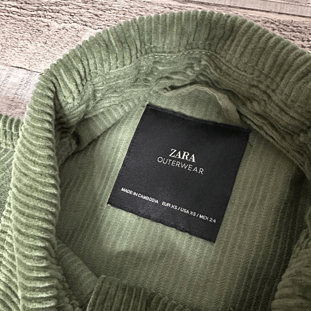 Zara Outerwear Green Corduroy Oversized Frayed Ja… - image 6