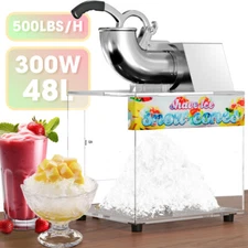 Electric Ice Crusher Shaver Machine Snow Cone Maker Stainless Steel 1450 r/min