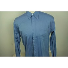 Pronto Uomo Mens Blue Long Sleeve Dress Shirt 16.5 34/35 Point Collar Pocket
