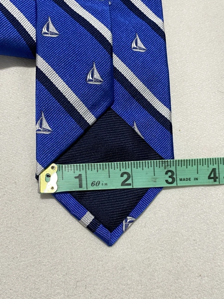 BREUER Blue Striped Silk Men’s Tie. Boat Printed. Made In Italy. Ec - Image 3 of 4