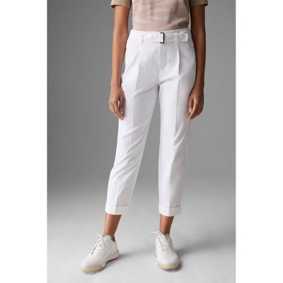 BOGNER Women's CATE White Belted Pleated Ankle Pants Size 8 M