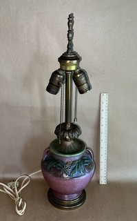 Roseville Pottery Antique 1932 American Arts & Crafts Baneda in Pink Lamp