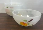 Set of 3 Vintage 1960’s Fire King Gay Fad Hand Painted Fruit Pattern 6” Round