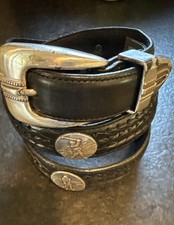ONYX By BRIGHTON Men's Golf Medallion Braided Black Leather Golf Belt, 36, VTG