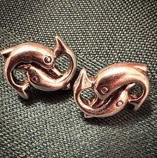 Sterling Silver Dolphin Post Earrings .925 Detailed Beautiful Pair 