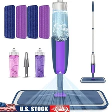 Reusable Spray Mop W/ 4 Microfiber Pads 2 Refillable Bottles Easy Clean Floors