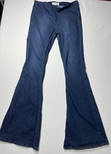 Free People Penny Pull On Flare Jeans Women  s Bell Bottom Sz 27 Blue Retro Boho