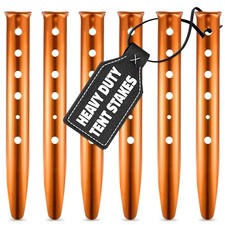 6 Pcs Aluminum Tent Stakes - 12.6" Sand Stakes for Tents Suitable for Soft Gr...