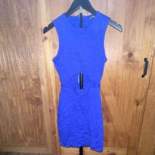 Express Women's Blue Bodycon Mini Dress Sleeveless Round Neck Cut Out Zip S