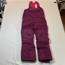 All in Motion Plumb w/Pink Accents Kids Snow Bibs, Size XS insulated Side Zipper