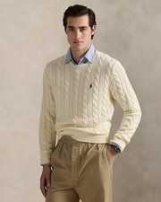 Polo Ralph Lauren Men's Wool Cable-knit Sweater Cream Size XL