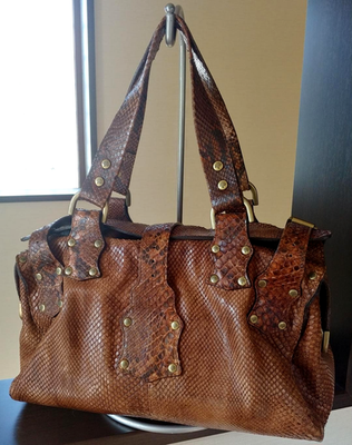 Mulberry Roxanne Snakeskin Handbag One-shoulder bag Vintage Brown