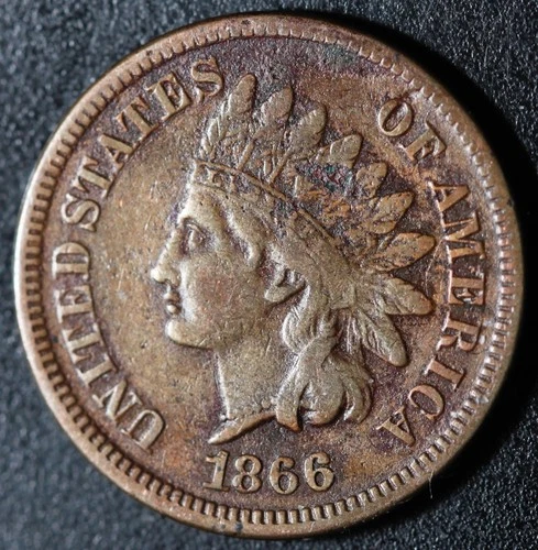 1866 INDIAN HEAD CENT - With LIBERTY - VF VERY FINE