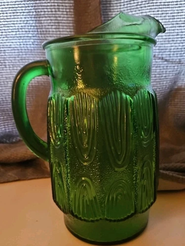 Rare Mid-Century Green Depression Glass Vintage 2-Qt. Water Pitcher