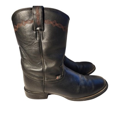 Justin Boots Mens Size 10.5 D Black Leather Western Roper  display picture 3