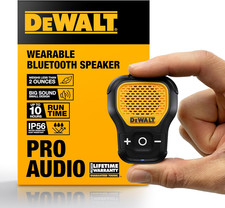 DEWALT Wearable Bluetooth Speaker, Clip-On Wireless Jobsite Pro Water-Resistant