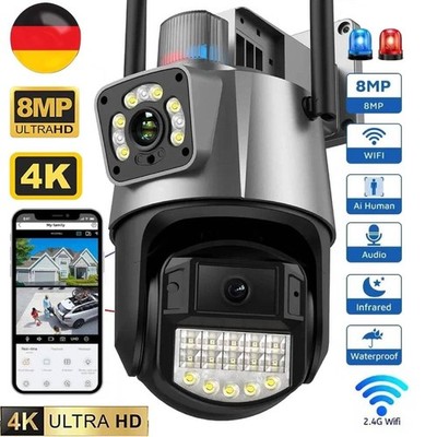 8MP 4K HD FUNK WLAN WIFI IP NETZWERK CAMERA Outdoor ÜBERWACHUNGSKAMERA AUßEN PTZ