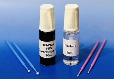 Lackstift-Set Mazda 41W , Jet Black metallic , 2 x 10ml + 4 Lacktupfer