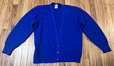 ๐ Vintage Sweater Bazaar Made in USA Royal Blue Cardigan Medium READ! ๐