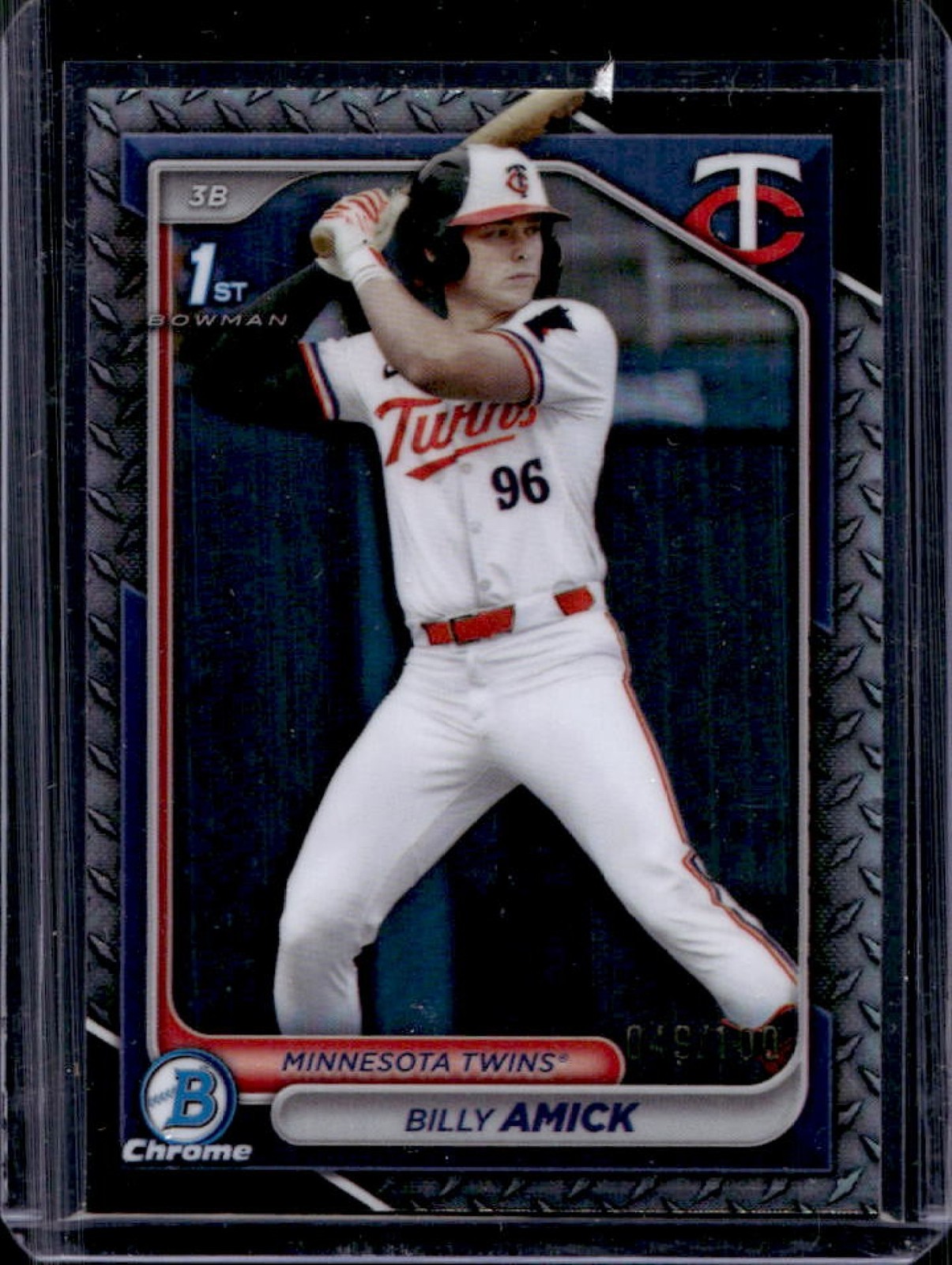 2024 Bowman Draft Billy Amick Chrome Steel Metal Refractor 1st #/100 Twins