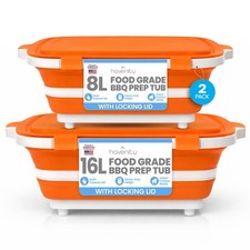 Multifunctional BBQ Prep Tub Set 2 Pack 8L 16L - Collapsible Cutting Board
