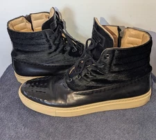 Alexander McQueen Harako High Top Sneakers Size EU 44 US 11 Black Leather Studs