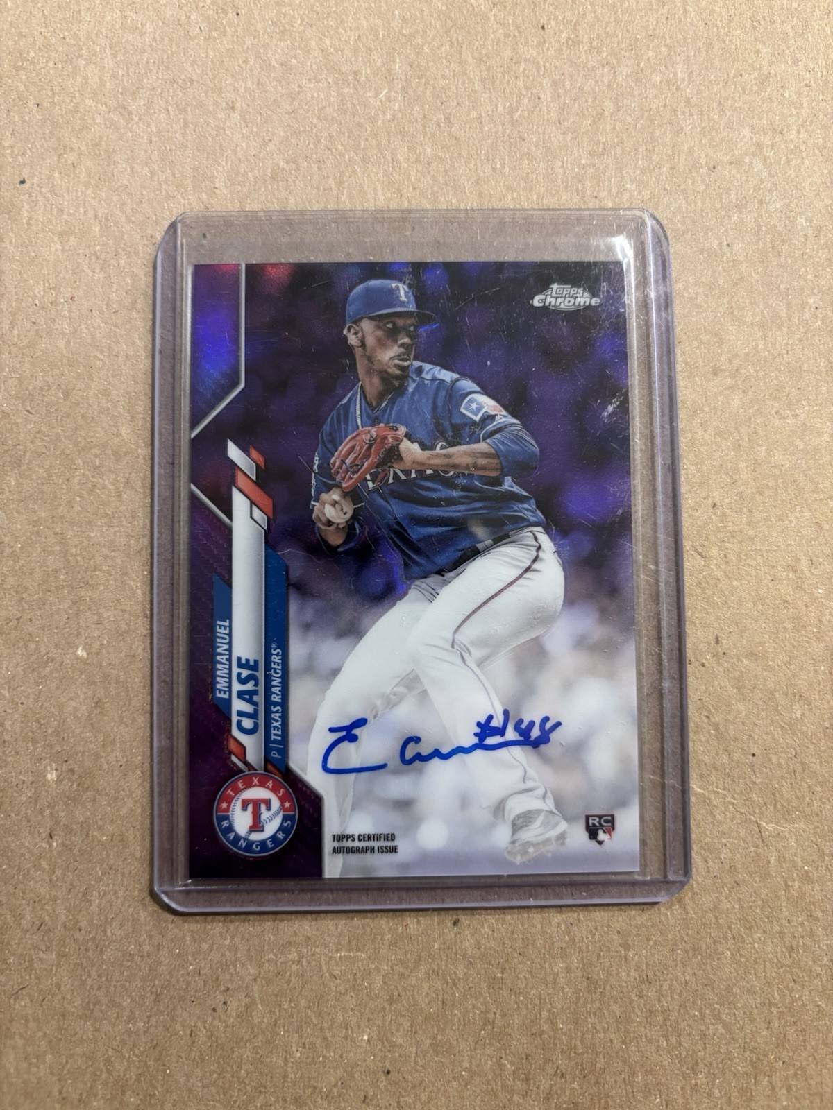 2020 Topps Chrome Emmanuel Clase Auto Purple Refractor /250 RC Rangers RA-EC MLB