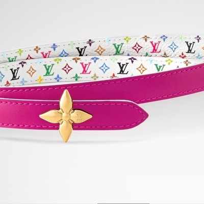 LV x TM Murakami Small Flowergram Reversible Vuitton Belt Pink