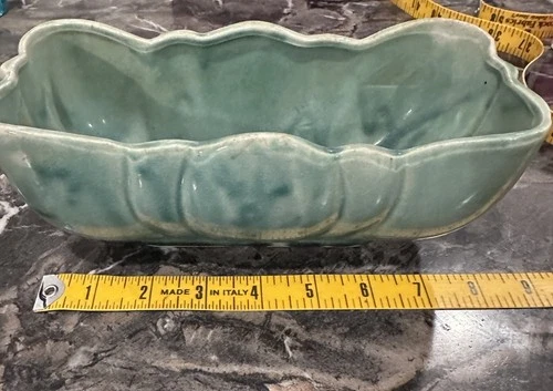 Vintage McCoy 415 tulip Planter Blue Turquoise Mid Century Pottery USA