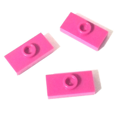 Lot of 3 LEGO Magenta 1x2 Tile with 1 Stud 3794 / 15573 Brick Parts Pieces
